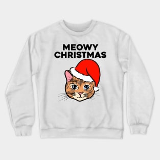 Meowy Christmas Cute Cat Ginger Kitten Christmas Cat Santa Claus Hat Snow Kitty Merry Christmas Crewneck Sweatshirt